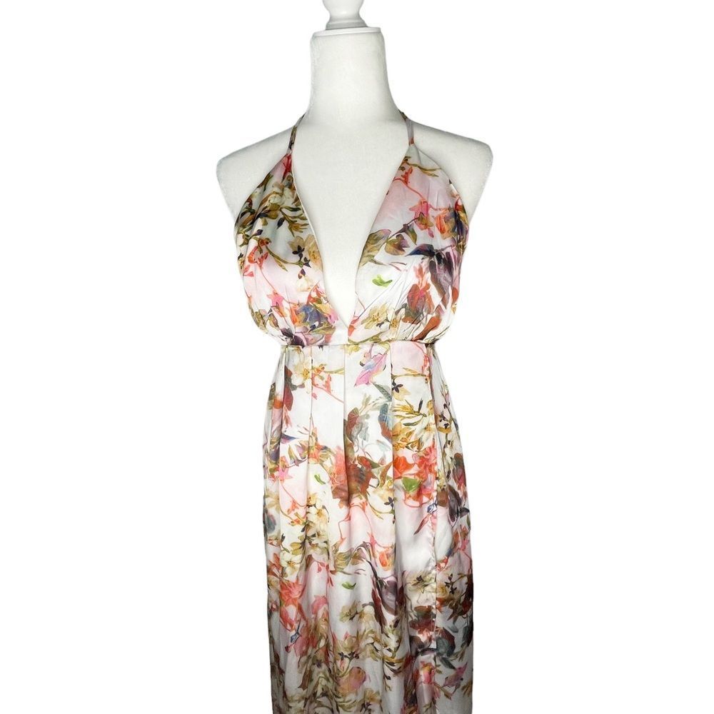 Halter Maxi Floral Dress, low back Sz Sm